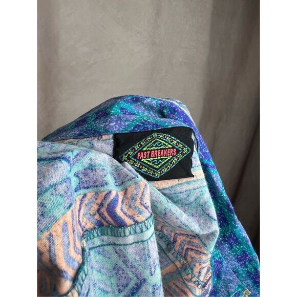 Vintage Men’s Button Up Tribal Aztec Wax Fabric Fastbreakers XL Western - Picture 6 of 7